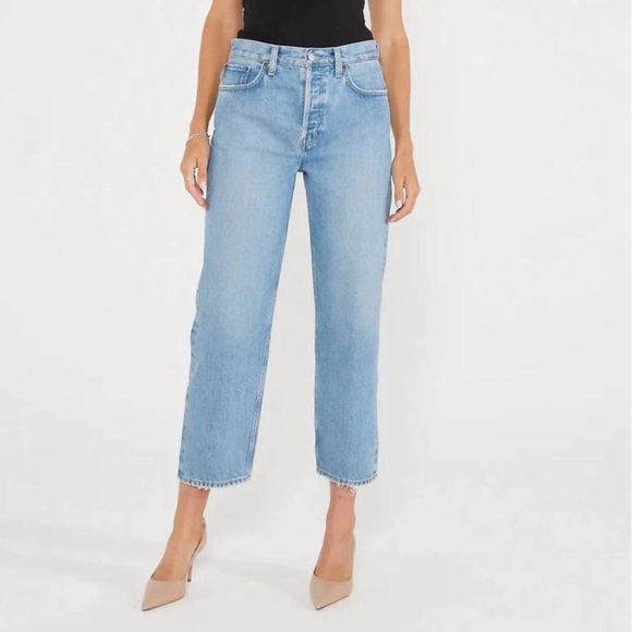 Etica Denim - ETICA Bryce Pinch Waist Boyfriend High Rise Jeans - Faded Blue
